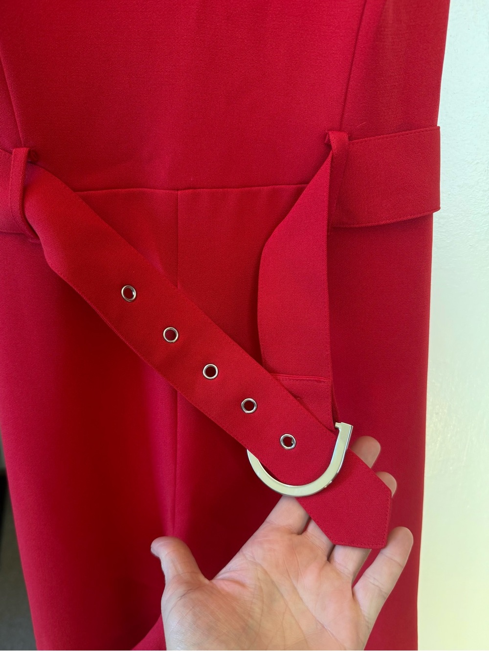 Red Express Jumpsuit with Matching Eyelet Belt| Size Medium | Like new! - Picture 4 of 7